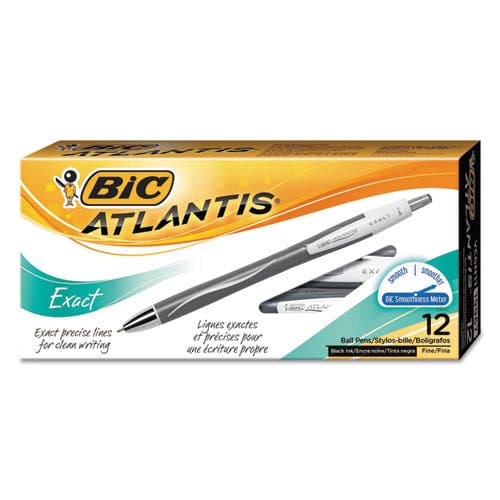 BIC Glide Exact Ballpoint Pen Retractable Fine 0.7 Mm Black Ink Black Barrel Dozen - School Supplies - BIC®