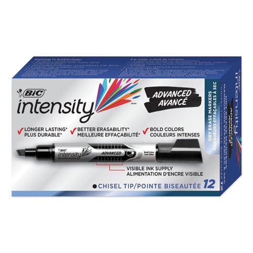 BIC Intensity Advanced Dry Erase Marker Tank-style Broad Chisel Tip Black Dozen - School Supplies - BIC®