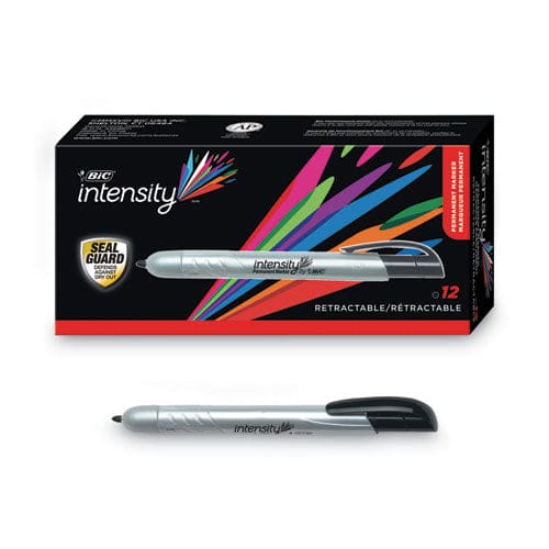 BIC Intensity Retractable Permanent Marker Fine Bullet Tip Black Dozen - School Supplies - BIC®