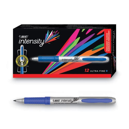 BIC Intensity Ultra Fine Tip Permanent Marker Extra-fine Needle Tip Deep Sea Blue Dozen - School Supplies - BIC®