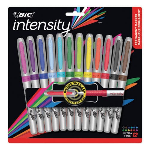 BIC Intensity Ultra Fine Tip Permanent Marker Extra-fine Needle Tip Tuxedo Black Dozen - School Supplies - BIC®