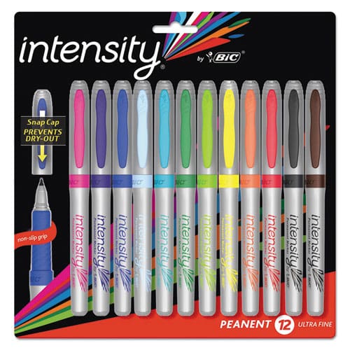 BIC Intensity Ultra Fine Tip Permanent Marker Extra-fine Needle Tip Tuxedo Black Dozen - School Supplies - BIC®