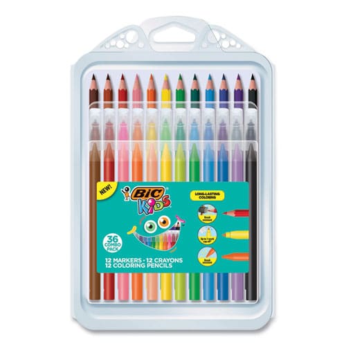 BIC Kids Coloring Combo Pack In Durable Case 12 Each: Colored Pencils Crayons Markers - School Supplies - BIC®