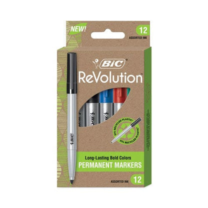 BIC Revolution Permanent Markers Fine Bullet Tip Assorted Colors Dozen - School Supplies - BIC®