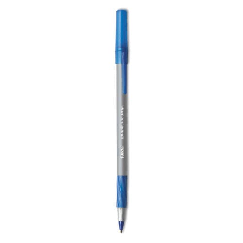 BIC Round Stic Grip Xtra Comfort Ballpoint Pen Easy-glide Stick Medium 1.2 Mm Blue Ink Gray/blue Barrel Dozen - School Supplies - BIC®