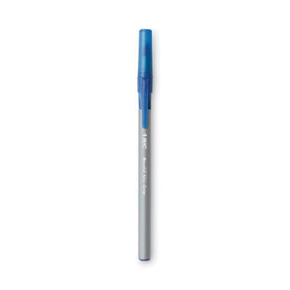 BIC Round Stic Grip Xtra Comfort Ballpoint Pen Stick Fine 0.8 Mm Blue Ink Gray/blue Barrel Dozen - School Supplies - BIC®