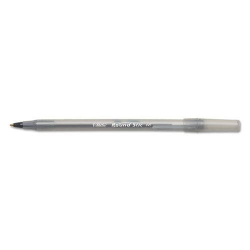 BIC Round Stic Xtra Life Ballpoint Pen Stick Medium 1 Mm Black Ink Smoke Barrel Dozen - School Supplies - BIC®