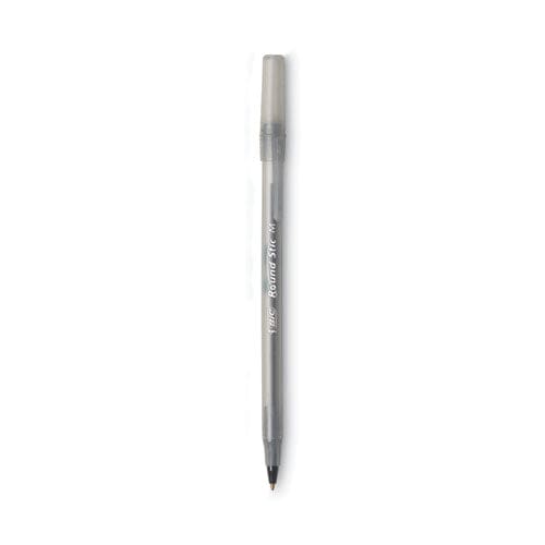 BIC Round Stic Xtra Life Ballpoint Pen Stick Medium 1 Mm Black Ink Smoke Barrel Dozen - School Supplies - BIC®