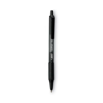 BIC Soft Feel Ballpoint Pen Retractable Fine 0.8 Mm Black Ink Black Barrel Dozen - School Supplies - BIC®