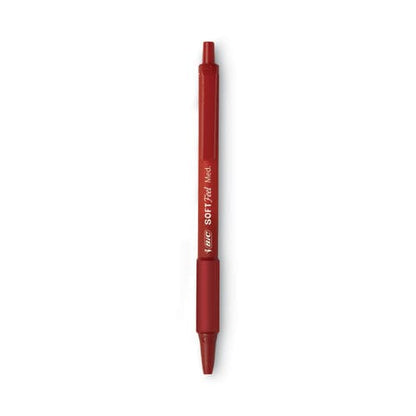 BIC Soft Feel Ballpoint Pen Retractable Medium 1 Mm Red Ink Red Barrel Dozen - School Supplies - BIC®