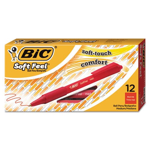 BIC Soft Feel Ballpoint Pen Retractable Medium 1 Mm Red Ink Red Barrel Dozen - School Supplies - BIC®