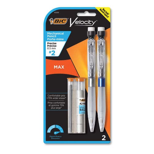 BIC Velocity Max Pencil 0.5 Mm Hb (#2) Black Lead Gray Barrel 2/pack - School Supplies - BIC®