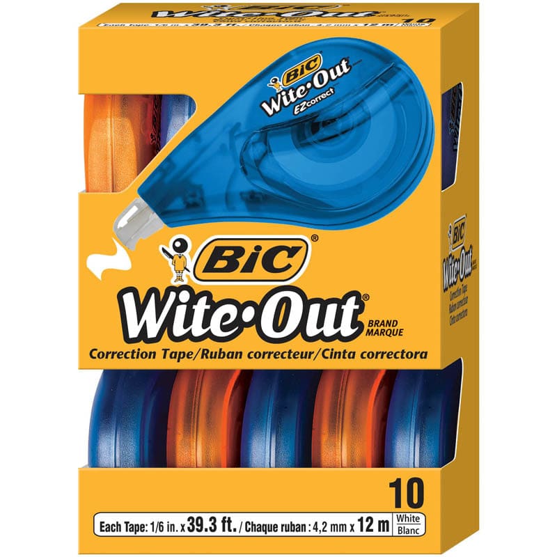 Bic Wite Out Ez Correct Correction Tape 10Pk - Liquid Paper - Bic Usa Inc