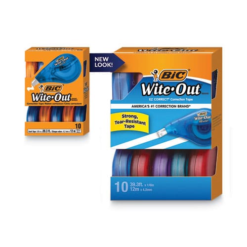 BIC Wite-out Ez Correct Correction Tape Value Pack Non-refillable Blue/orange Applicators 0.17 X 472 10/box - School Supplies - BIC®