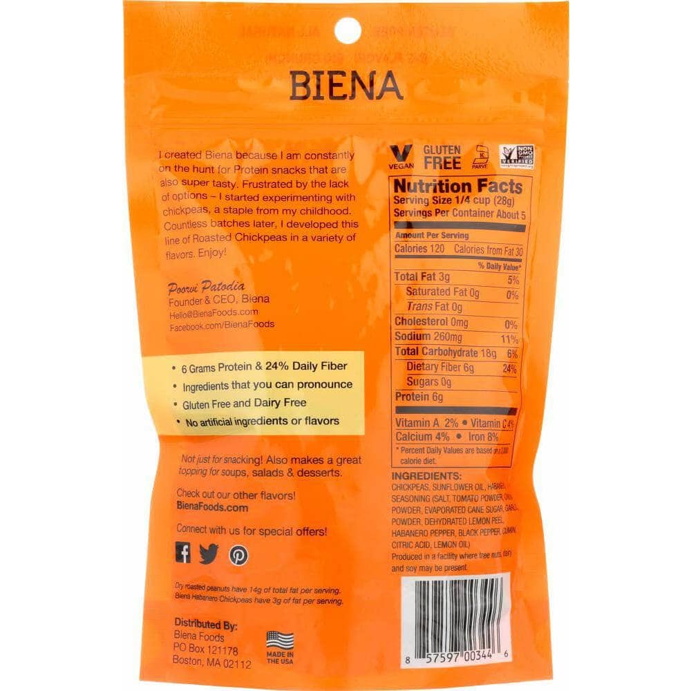 Biena Biena Habanero Roasted Chickpea, 5 oz