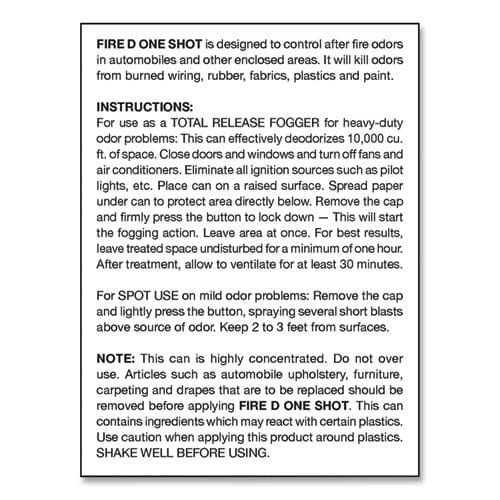 Big D Industries Fire D One Shot Aerosol 5 Oz Aerosol Spray 12/carton - Janitorial & Sanitation - Big D Industries