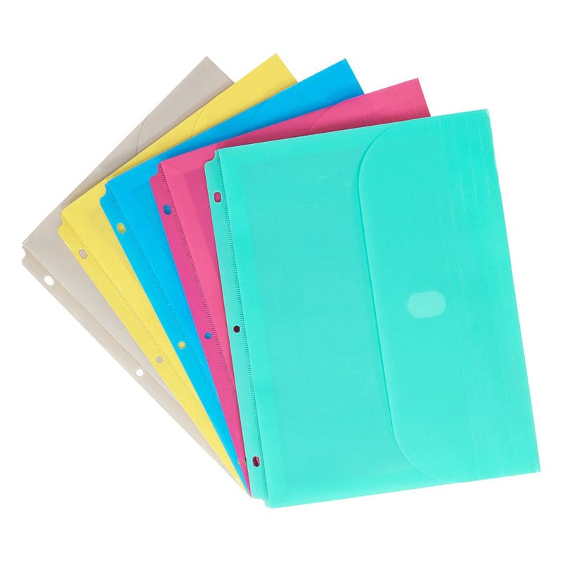 Binder Pocket with Hook & Loop Closure Assorted Colors (Pack of 12) - Folders - C-Line Products Inc