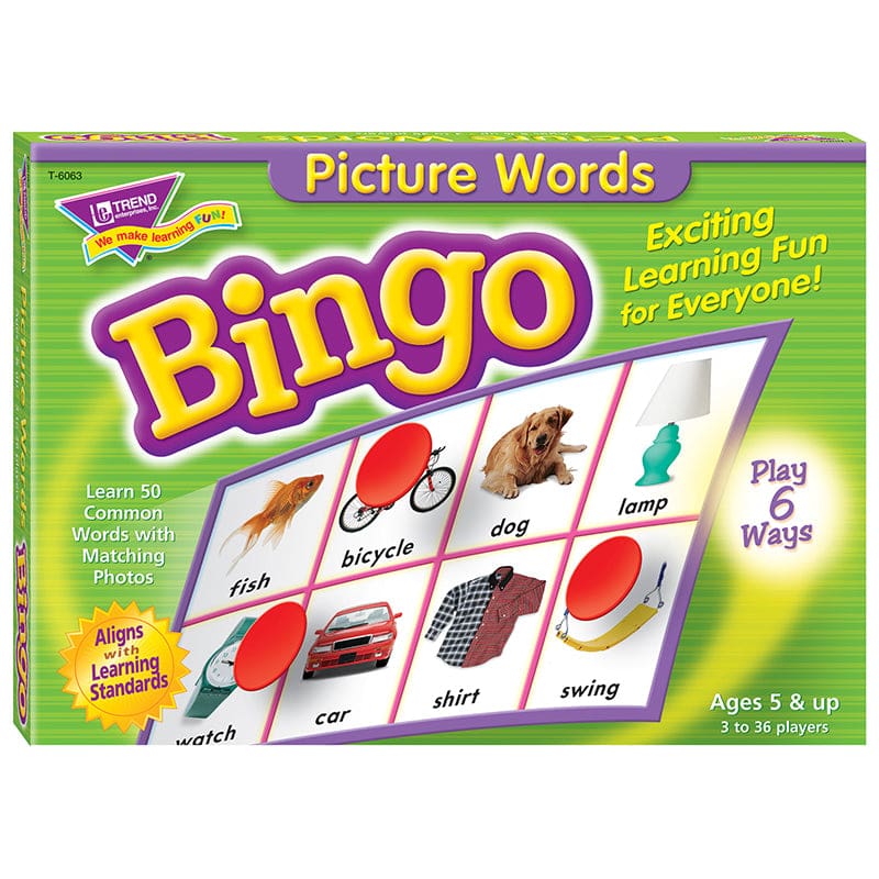 Bingo Picture Words Ages 5 & Up (Pack of 3) - Bingo - Trend Enterprises Inc.