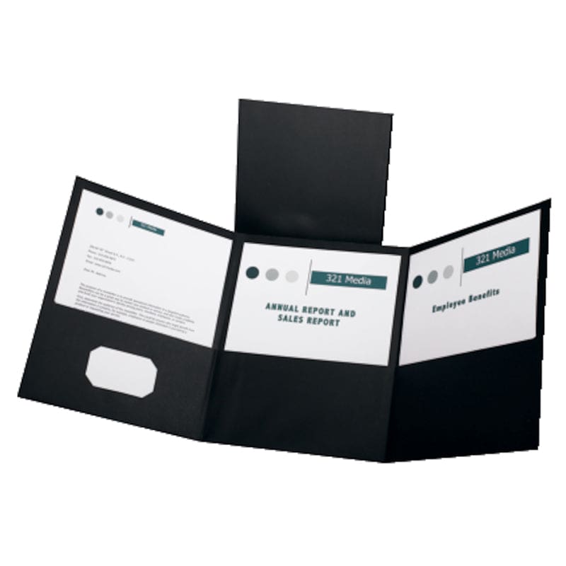 Black 20/Pk Tri Fold Pocket Folder Paper Oxford - Folders - Tops Products
