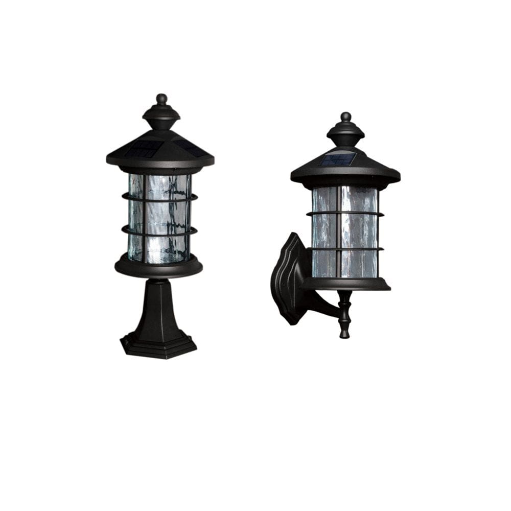 Black Aluminum Hampton Solar Lamp - Outdoor Lighting - Black