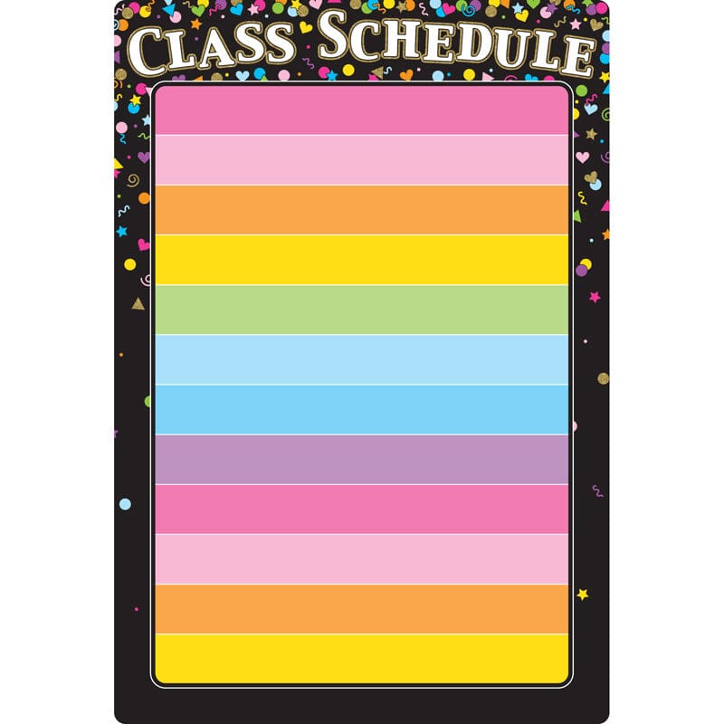 Black Confetti Class Schedule 13X19 Smart Poly (Pack of 12) - Classroom Theme - Ashley Productions