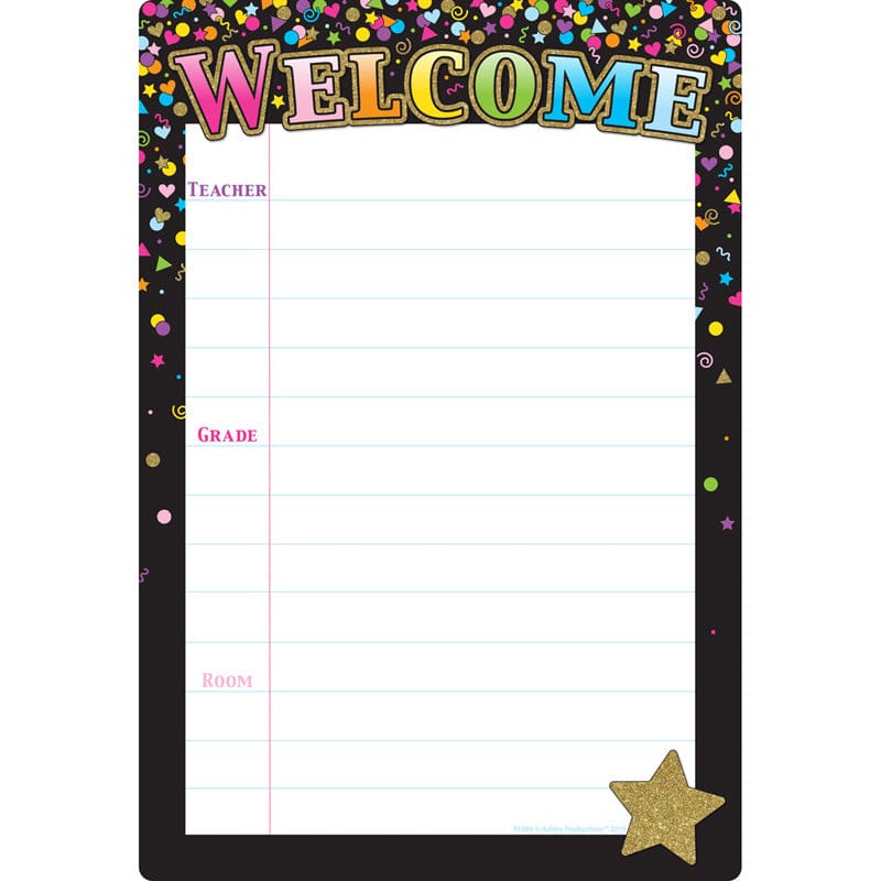Black Confetti Welcome 13 X 19 Smart Poly (Pack of 12) - Classroom Theme - Ashley Productions