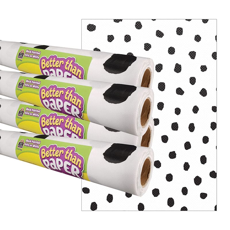 Black Dot Bettr Papr Bulltn Rl 4/Pk - Bulletin Board & Kraft Rolls - Teacher Created Resources