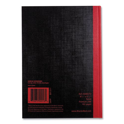 Black n’ Red Hardcover Casebound Notebook Scribzee Compatible 1 Subject Wide/legal Rule Black Cover 8.25 X 5.63 96 Sheets - Office - Black