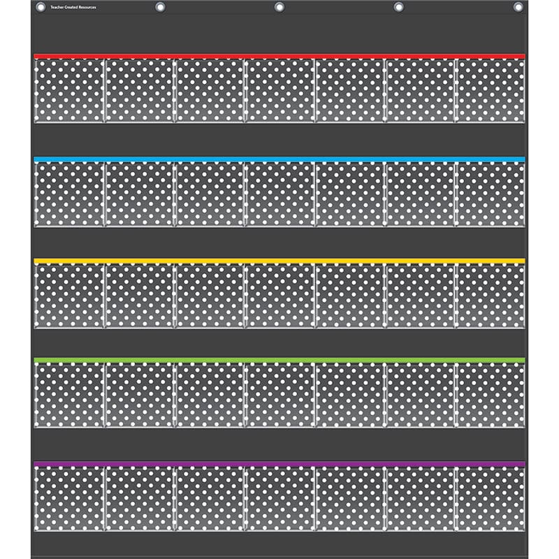 Black Polka Dots Storage Pocket Chart - Pocket Charts - Teacher Created Resources