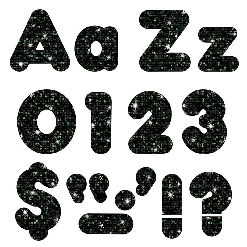 Black Sparkle 4In Combo Pack Uppercase Lowercase (Pack of 3) - Letters - Trend Enterprises Inc.