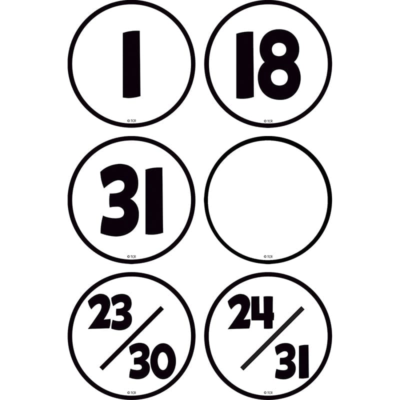 Black & White Calendar Days (Pack of 12) - Calendars - Teacher Created Resources