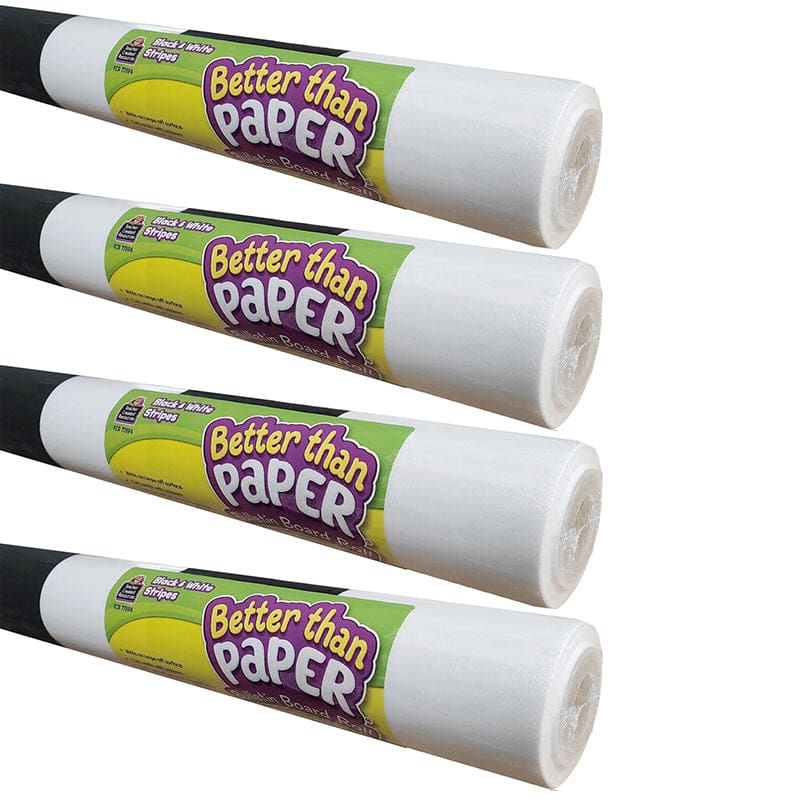 Black & White Stripes Bb Roll 4/Ct Better Than Paper - Bulletin Board & Kraft Rolls - Teacher Created Resources