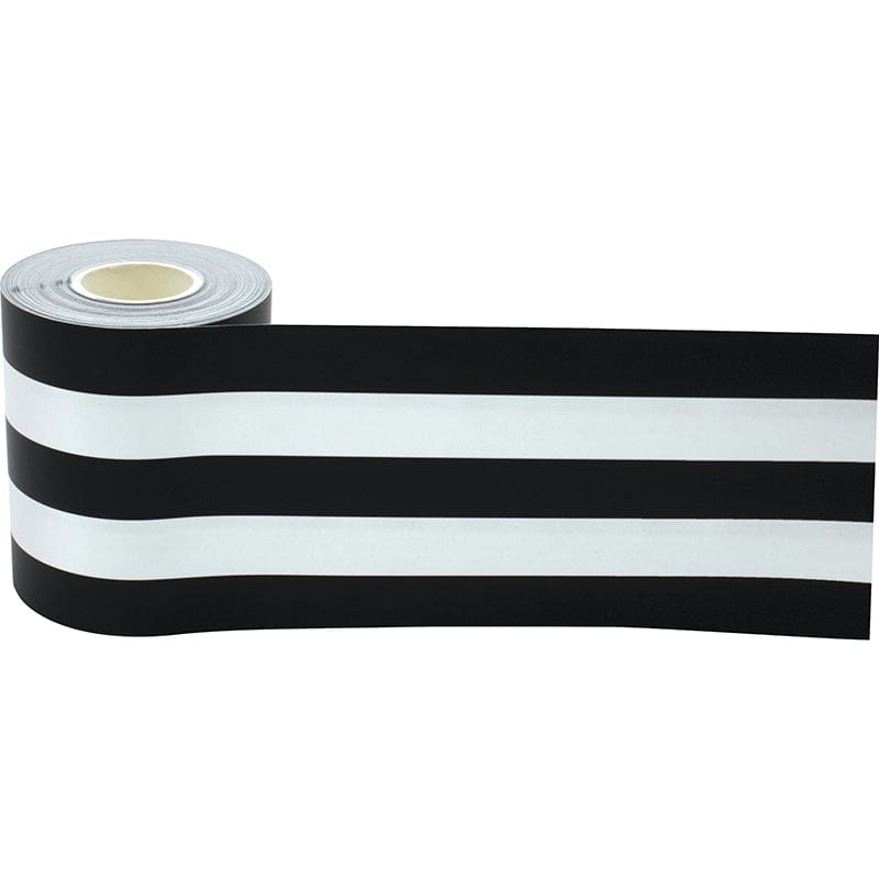 Black White Stripes Rolled Trim (Pack of 6) - Border/Trimmer - Teacher Created Resources
