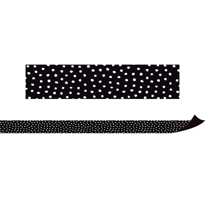 Black with Wht Painted Dots Mag Border (Pack of 6) - Border/Trimmer - Teacher Created Resources