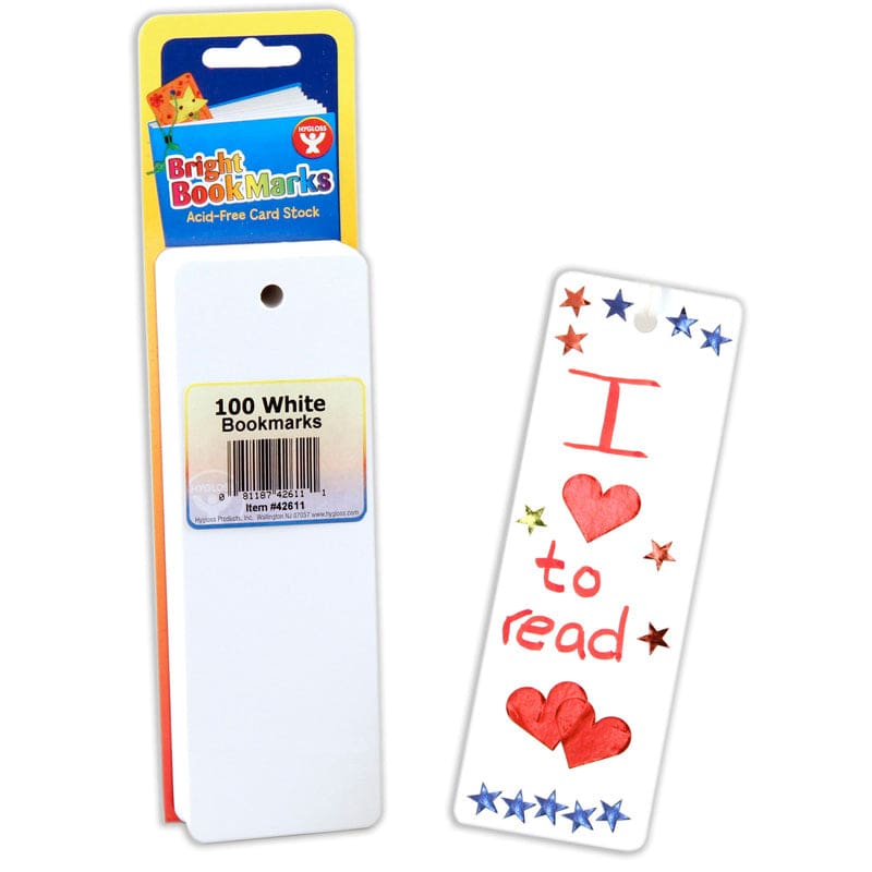 Blank Bookmarks Ultra White 100Pk 2 X 6 (Pack of 6) - Bookmarks - Hygloss Products Inc.