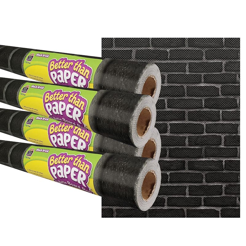 Blk Brick Bettr Papr Bulltn Rl 4/Pk - Bulletin Board & Kraft Rolls - Teacher Created Resources