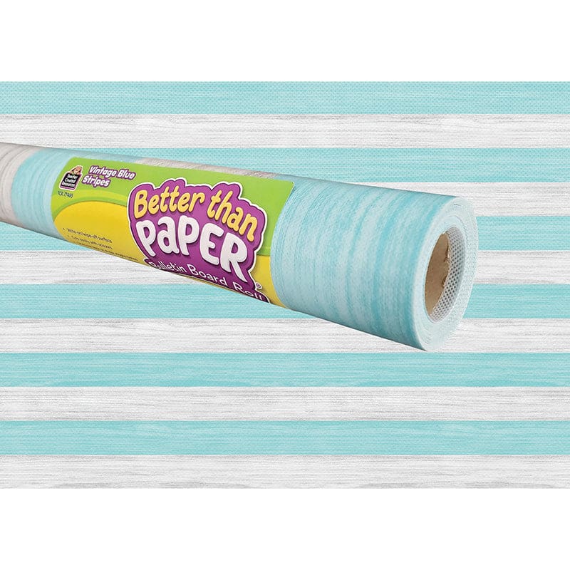 Blu Stripe Bettr Papr Bulltn Rl 4Pk Vintage - Bulletin Board & Kraft Rolls - Teacher Created Resources