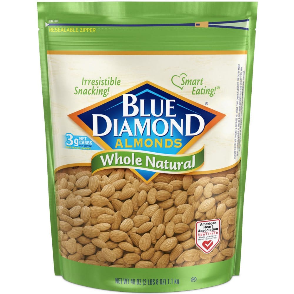 Blue Diamond Whole Natural Almonds (40oz) - Trail Mix & Nuts - Blue Diamond