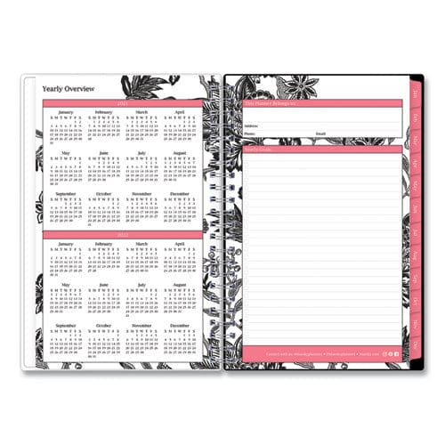 Blue Sky Analeis Create-your-own Cover Weekly/monthly Planner Floral 8 X 5 White/black/coral 12-month (july To June): 2022 To 2023 - School