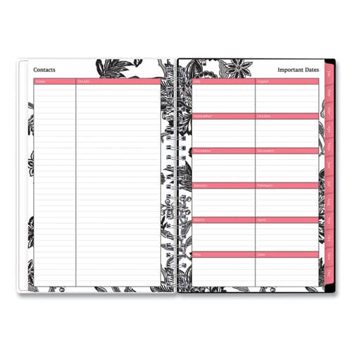 Blue Sky Analeis Create-your-own Cover Weekly/monthly Planner Floral 8 X 5 White/black/coral 12-month (july To June): 2022 To 2023 - School