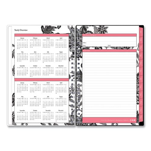 Blue Sky Analeis Create-your-own Cover Weekly/monthly Planner Floral Artwork 8 X 5 White/black/coral 12-month (jan To Dec): 2023 - School