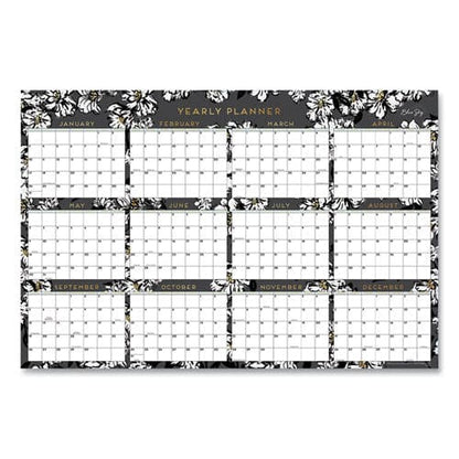 Blue Sky Baccara Dark Laminated Erasable Wall Calendar Floral Artwork 36 X 24 White/black/gold Sheets 12-month (jan-dec): 2023 - School