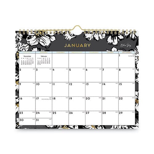 Blue Sky Baccara Dark Wall Calendar Baccara Dark Floral Artwork 11 X 8.75 White/black Sheets 12-month (jan To Dec): 2023 - School Supplies -