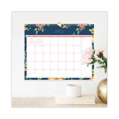 Blue Sky Day Designer Peyton Academic Wall Calendar Floral Artwork 15 X 12 White/navy Sheets 12-month (july-june): 2022-2023 - School