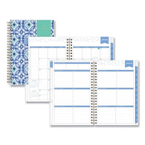 Blue Sky Day Designer Tile Weekly/monthly Planner Tile Artwork 8 X 5 Blue/white Cover 12-month (jan To Dec): 2023 - School Supplies - Blue