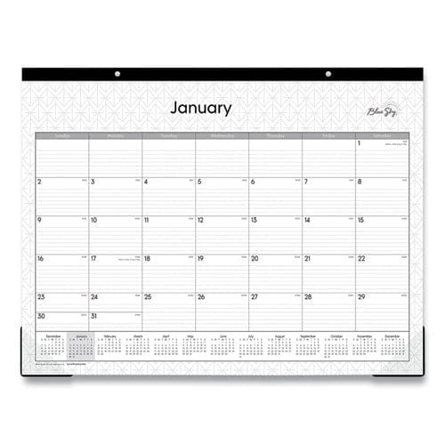 Blue Sky Enterprise Desk Pad Geometric Artwork 22 X 17 White/gray Sheets Black Binding Clear Corners 12-month (jan-dec): 2023 - School