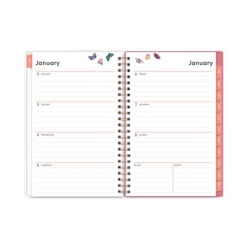 Blue Sky Fly By Frosted Weekly/monthly Planner Fly By Butterflies Artwork 8 X 5 Blush/pink Cover 12-month (jan To Dec): 2023 - School