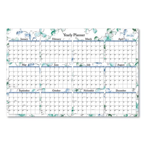 Blue Sky Lindley Laminated Erasable Wall Calendar Lindley Floral Artwork 36 X 24 White/blue/green Sheets 12-month (jan-dec): 2023 - School