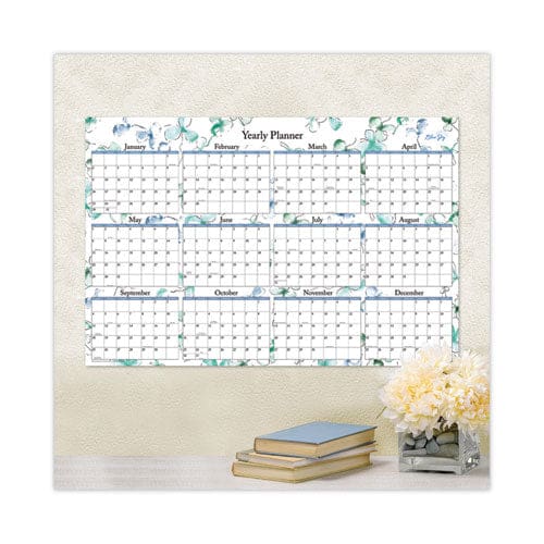 Blue Sky Lindley Laminated Erasable Wall Calendar Lindley Floral Artwork 36 X 24 White/blue/green Sheets 12-month (jan-dec): 2023 - School