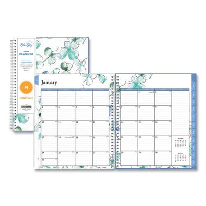 Blue Sky Lindley Monthly Planner Lindley Floral Artwork 10 X 8 White/blue/green Cover 12-month (jan To Dec): 2023 - School Supplies - Blue